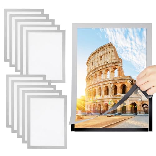 SWAWIS 10 Stück Magnetrahmen A4 Bilderrahmen Magnetisch Magnet Bilderrahmen A4 Info Rahmen Magnetische Bilderrahmen Klapprahmen Informationsrahmen Plakatrahmen Rahmen Din A4 von SWAWIS
