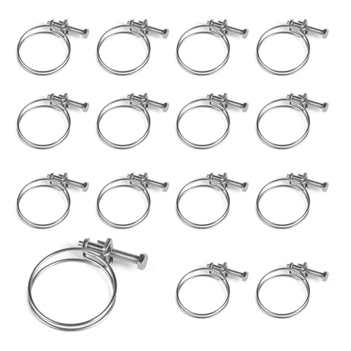 SWAWIS 15 Stück Doppel Draht Schlauchschellen 45-50mm Einstellbar Drahtschlauchschellen aus 201 Edelstahl Doppeldraht Schlauchklemmen Drahtdurchmesser 2mm für Wasser Rohr Tank Rohrschellen SWAWIS 15 Stück Doppel Draht Schlauchschellen 45-50mm Einstellbar Drahtschlauchschellen aus 201 Edelstahl Doppeldraht Schlauchklemmen Drahtdurchmesser 2mm für Wasser Rohr Tank Rohrschellen von SWAWIS