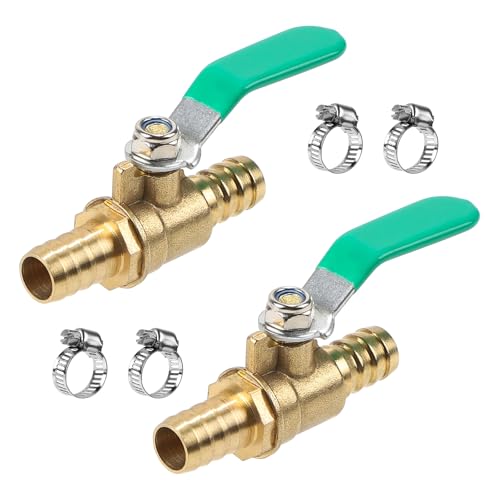 SWAWIS 2 Stück 12mm Absperrkugelhahn Kugelventil aus Messing Kugelhahn Absperrventil mit 4 Klemmen zur Kontrolle des Durchflusses von Luft, Wasser, Öl, Brennstoff, Flüssigkeit oder Gas von SWAWIS