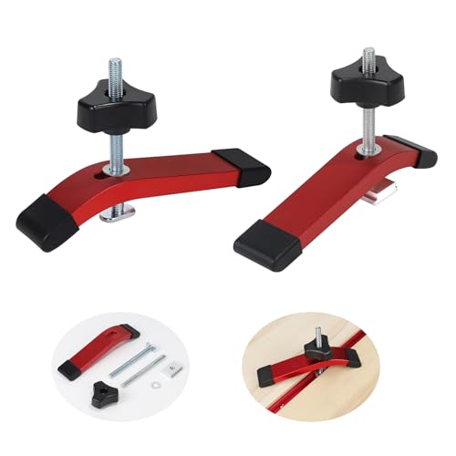 SWAWIS 2 Stück Rot Niederhalter T-Track, T Nut Schiene Splint, Aluminiumlegierung T-Track Halteklammer Set, Schienenklemm Schnellspannklemmen für Werkzeug zur Holzbearbeitung SWAWIS 2 Stück Rot Niederhalter T-Track, T Nut Schiene Splint, Aluminiumlegierung T-Track Halteklammer Set, Schienenklemm Schnellspannklemmen für Werkzeug zur Holzbearbeitung von SWAWIS