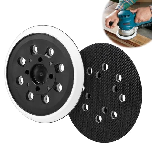 SWAWIS 2 Stück Schleifteller Klett 123mm mit Hook und Loop, 8 Löcher Schleifplatte Kompatibel mit Bosch PEX300AE und PEX400AE Exzentrischer Schleifmaschine(Schwarzer + Weiß Rand) von SWAWIS