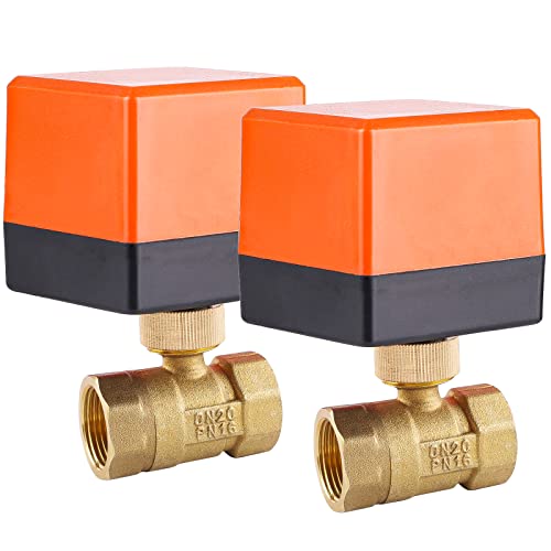 SWAWIS 2 Wege Zonenventil Kugelventil Motorkugelhahn DN20 G3/4 Zoll AC 230V Elektrisches Ventil Motorventil Messing Absperr Umschalt Kugelventil Zweiwegeventil für Flusssteuerung,2 Stück von SWAWIS