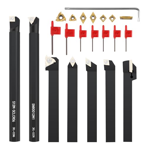 SWAWIS 21 Stück 12mm Drehmeißel Set, Bohrstange Drehwerkzeughalter mit Legierung-Wendeschneidplatten, Drehbank Drehstahl für Trennschleifen Finishen der Werkstückoberfläche von SWAWIS