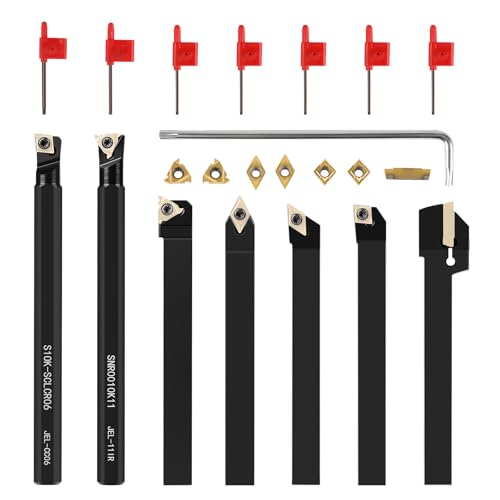 SWAWIS 21 Stück 3/8" 10mm Drehmeißel Set, Bohrstange Drehwerkzeughalter mit Legierung-Wendeschneidplatten, Drehbank Drehstahl für Trennschleifen Finishen der Werkstückoberfläche von SWAWIS