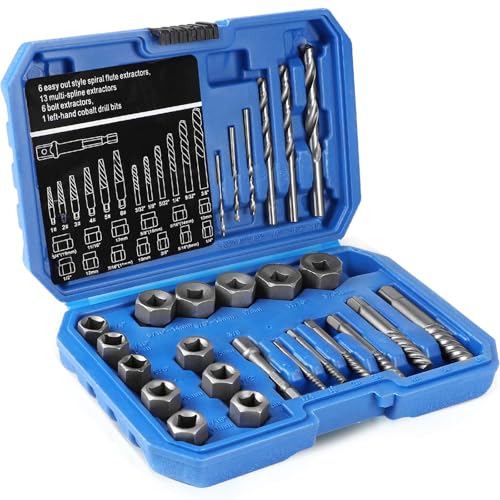 SWAWIS 26 Stück Schraubenausdreher Linksausdreher Schrauben Ausdreher Set Profi mit Tragetasche Hoher Härte Linksausdreher Zum Entfernen Beschädigter, Verrosteter Bolzen und Schrauben von SWAWIS