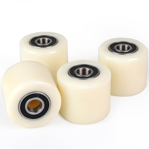 SWAWIS 4 Stück Hubwagen rollen Polyamid Nylon 80 x 70 mm Achse 20 mm inkl Kugellager Rollen für Hubwagen Ersatzrollen Rollen Maximale Tragfähigkeit 500kg von SWAWIS