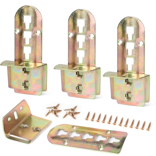 SWAWIS 4er Set Bettverbinder Bettbeschläge Bettwinkel Lattenrost Halter 4 Raststufen Höhenverstellbar für Mittelbalken und Lattenrost Halterung Metall von SWAWIS
