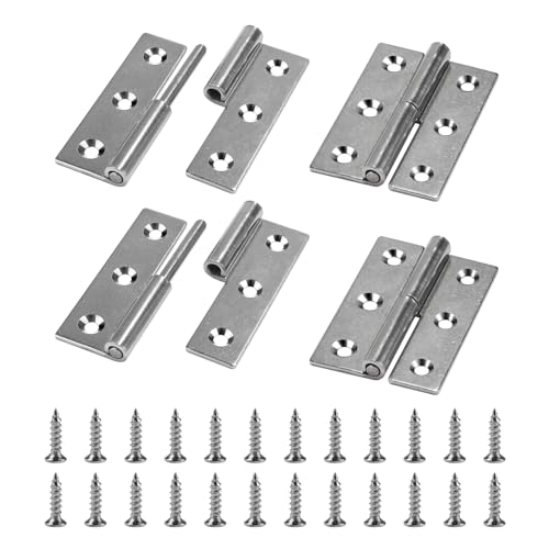 SWAWIS 4x Türscharniere, Aushebescharnier 7.5 * 5cm, Abnehmbares Scharnier mit 24 Schrauben, Türscharnier 304 Edelstahl, Link Scharnier für Innen und Außentüren Industrieschränke Möbelindustrie von SWAWIS