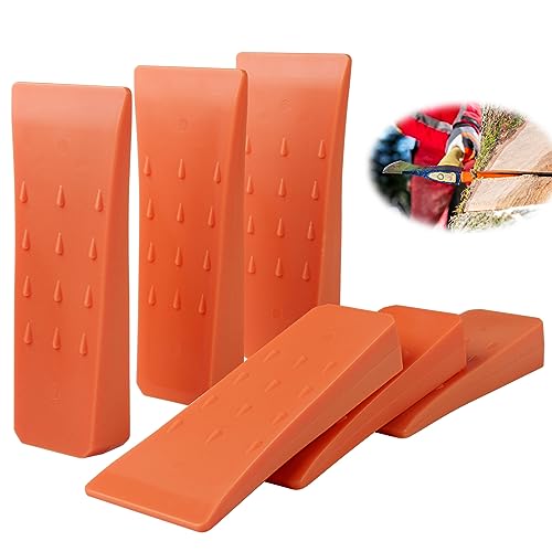 SWAWIS 6 Stück Kettensägen Fällkeil, Forstkeil Baumkeile Orange, Baum-Fällkeil 6 Zoll, Kunststoff Forstkeil, Schlagfest Keil zum Kontrollierten Fällen von Bäumen Schlagfest von SWAWIS