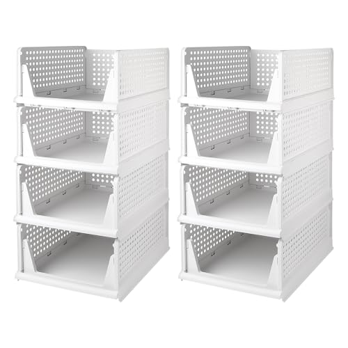 SWAWIS 8Pcs Stapelbare Faltbaren Kleiderschrank Aufbewahrungsbox, Plastik Faltbar Lagerkisten Schublade, Organizer Regal für Schlafzimmer Küche Badezimmer von SWAWIS