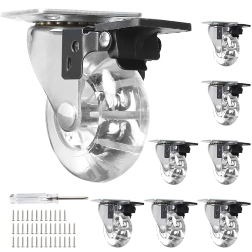 SWAWIS 8er Set Möbelrollen klein Möbel Rollen 50 mm Möbelrollen mit Bremse Rollen für Möbel Lenkrollen Tragkraft 160KG 360° Drehbar Rollen Transportrollen für Palettenmöbel, Couchtische, Krippen von SWAWIS