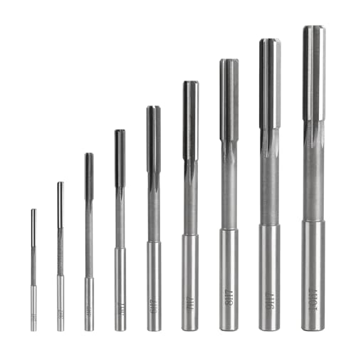 SWAWIS 9 Stück H7 Gerader Schaft HSS Reibahle Set, 2-10mm Maschinenreibahle für Holz- & Metallbearbeitung zur Verbesserung der Genauigkeit bei der Bohrungsbearbeitung von SWAWIS