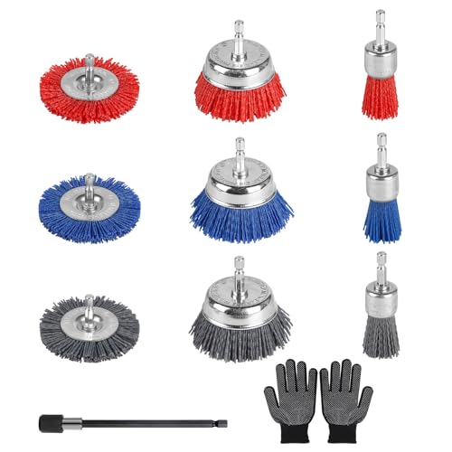 SWAWIS 9 Stück Nylonbürste Set, 75mm Scheibenbürste Topfbürste 25mm Pinselbürste mit 6mm Sechskantschaft, Bohrmaschine Schleifaufsatz zum Entfernen von Rost Korrosion Farbe SWAWIS 9 Stück Nylonbürste Set, 75mm Scheibenbürste Topfbürste 25mm Pinselbürste mit 6mm Sechskantschaft, Bohrmaschine Schleifaufsatz zum Entfernen von Rost Korrosion Farbe von SWAWIS