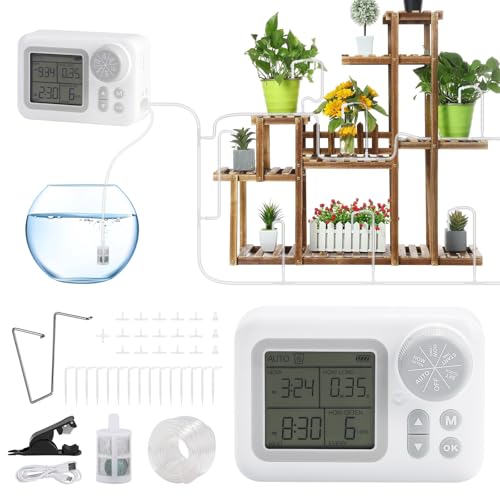 SWAWIS Automatisches Bewässerungssystem Set, Automatische Bewässerung Indoor mit 15 Tropfschläuchen, Tropfbewässerungsset im Urlaub, Tröpfchenbewässerungsbausätze für Garten Balkon SWAWIS Automatisches Bewässerungssystem Set, Automatische Bewässerung Indoor mit 15 Tropfschläuchen, Tropfbewässerungsset im Urlaub, Tröpfchenbewässerungsbausätze für Garten Balkon von SWAWIS