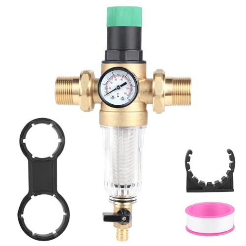 SWAWIS Druckminderer Wasser mit Manometer Wasser und Siebfilter 1 Zoll DN32 Druckminderer Wasserdruckminderer Messing Druckregler Wasser Einstellbare Druckminderer für Trinkwasser von SWAWIS