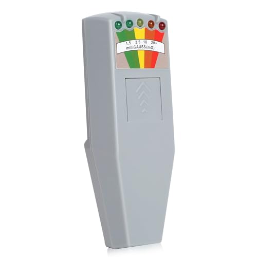 SWAWIS EMF Messgerät Paranormal EMF-Messgeräte Geisterjagd Equipment 5 LED Ghost Hunting Detektor Strahlenmessgerät EMF Meter Magnetfeld 50Hz-20.000Hz, Grau von SWAWIS