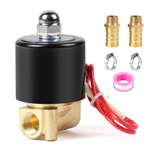 SWAWIS G1/4'' Messing Elektro Magnetventil mit 2 STK. 1/4'' x 14mm Anschlüsse, Direktgesteuert, AC 220V NC Messing Elektrisches Magnetventil für Wasser Luft Gas Öl von SWAWIS