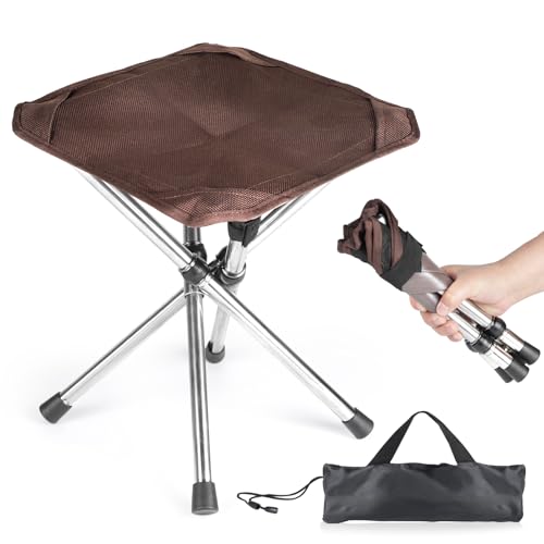 SWAWIS Klapphocker Camping Klapphocker Faltbar Campingstuhl Hocker Klappbar Falthocker Klappbarer Hocker Klappstuhl Angelhocker Campinghocker, Braun von SWAWIS
