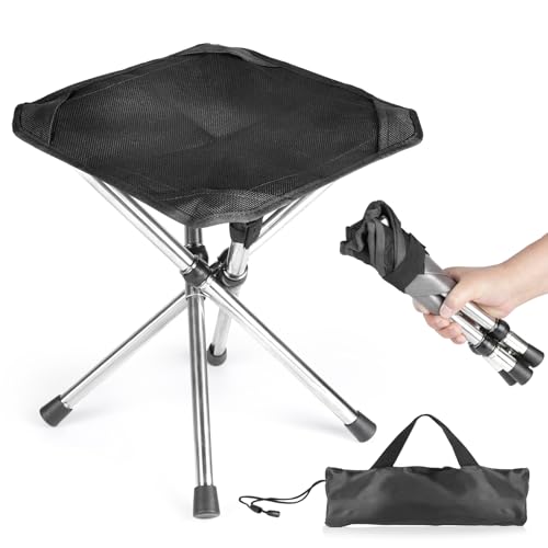 SWAWIS Klapphocker Camping Klapphocker Faltbar Campingstuhl Hocker Klappbar Falthocker Klappbarer Hocker Klappstuhl Angelhocker Campinghocker, Schwarz von SWAWIS