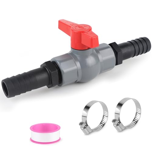 SWAWIS Kugelhahn mit Schlauchverbinder PVC Absperrventil Pool Kugelhahn Pool Poolventil Ventil Kugelventil für Schläuche Inkl. 1 Absperrventil Innengewinde 1"(32mm), 2 Schlauchtüllen 25mm von SWAWIS