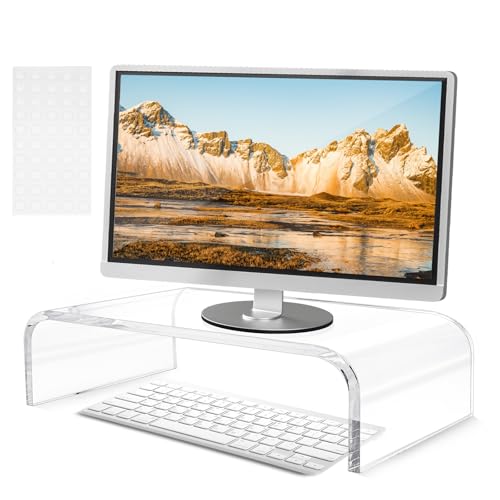 SWAWIS Monitorerhöhung Acryl Monitor Erhöhung 34x19x10cm Dicke 10mm Monitor Stand Monitor Ständer Bildschirmerhöhung Monitorständer Schreibtisch Bildschirm Erhöhung für Laptop Bildschirme Computer von SWAWIS