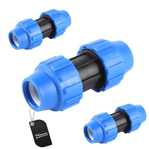 SWAWIS PP-Fitting Verschraubung für PE Rohr 25mm PE Rohr Verschraubung Kunststoff PP Kupplung Blau, 3 Stück von SWAWIS
