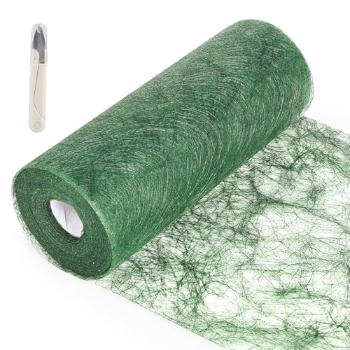 SWAWIS Vlies Tischläufer Dunkelgrün 20cm x 25M Tischläufer Rolle Tischläufer Hochzeit Tischband Grün Tischläufer Geburtstag Tischdecke für Tischdeko Hochzeit Geburtstag Taufe Deko von SWAWIS