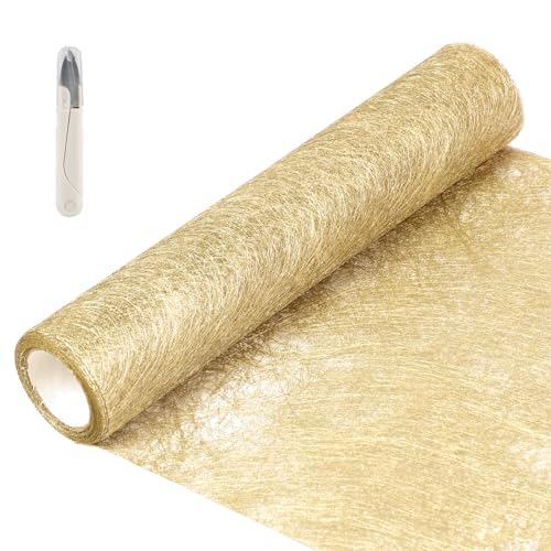 SWAWIS Vlies Tischläufer Gold 20cmx5M Tischläufer Rolle Geburtstag Weihnachten Tischläufer Hochzeit Tischband Tischdecke für Tischdeko Hochzeit Valentinstag Geburtstag Taufe Deko von SWAWIS
