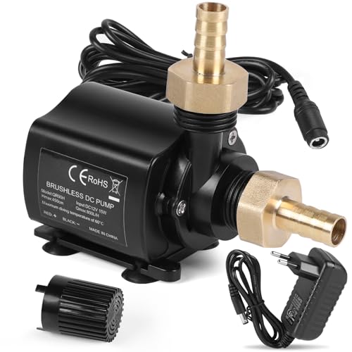 SWAWIS Wasserpumpe 12V 800L/H 4,5M Tauchpumpe Wasserpumpe Klein mit Drehzahlregelung Netzadapter Teichpumpe Pumpe Mini Wasserpumpe Pumpe Wasser Aquarium Pumpe für Wasserzirkulationssystem von SWAWIS