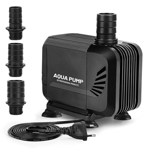 SWAWIS Wasserpumpe Tauchpumpe Teichpumpe Amphibisch 3000L/H 40W Aquarium Pumpe Mini Tauchpumpe Aquariumpumpe Ultra-Quiet Pumpe mit Filter und 3 Düse 19mm/22mm/25mm Brunnenpumpen Wasserpumpe Aquarium von SWAWIS