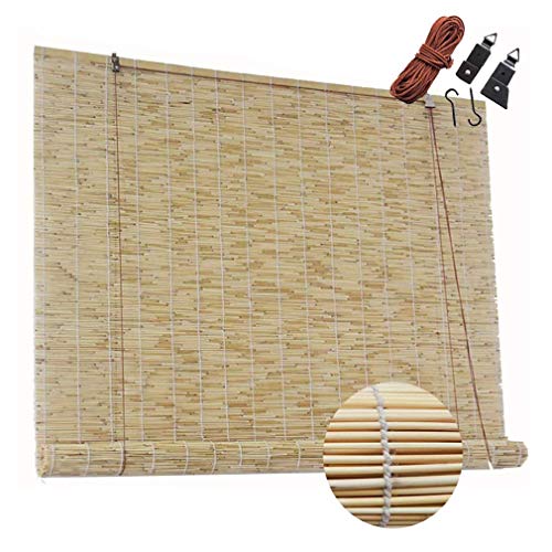 GeYao Rollo, Bambus, Sonnenschutz, Lichtfilterrollos mit Heber, Vorhänge – Trennvorhänge – dekorative Vorhänge für den Innen- und Außenbereich (Größe: 80 x 220 cm) von SWB Blinds