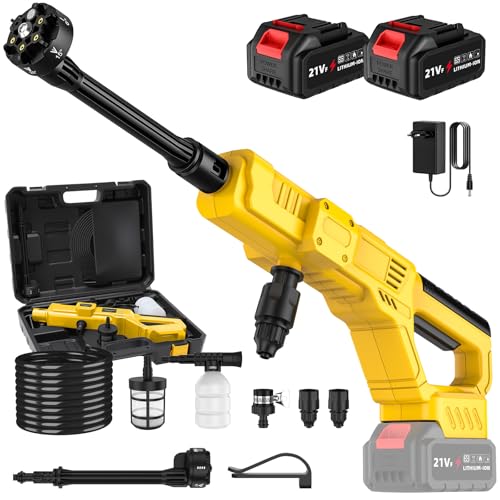 Akku-Hochdruckreiniger, 50 Bar Hochdruckreiniger Akku mit 2 x 3,0 Ah Akku, 6-in-1 Düse, 5 m Schlauch, Schaumsprüher, für Auto, Garten, Werkzeuge, Fahrräder, Boote Akku-Hochdruckreiniger, 50 Bar Hochdruckreiniger Akku mit 2 x 3,0 Ah Akku, 6-in-1 Düse, 5 m Schlauch, Schaumsprüher, für Auto, Garten, Werkzeuge, Fahrräder, Boote von SWBSLL