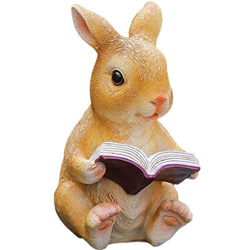 SWDONG Ornament Reading Rabbit Garden Statue, Rabbit Reading Book Figurines Resin Animal Sculpture Outdoor Landscape Decoration von SWDONG