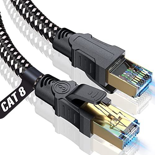 CAT 8 Ethernet Kabel 25M, SWECENT 40Gbps Gigabit Ethernet Kabel RJ45 High Speed Patch Netzwerkkabel Geflochtenes Kabel für LAN Kompatibel mit PC, PS5/4, Spielekonsole, Modem, Smart TV, Patchpanel von SWECENT