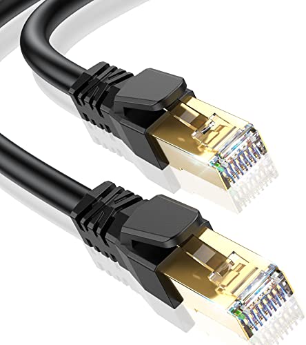 SWECENT Cat 8 LAN Kabel 25m, 40Gbps Netzwerkkabel Hochgeschwindigkeits 2000MHz S/FTP Ethernet Kabel POE Gigabit RJ45 PVC Runde, Abgeschirmt in der Wand,im Freien,wetterfest für Router,Modem,Gaming von SWECENT