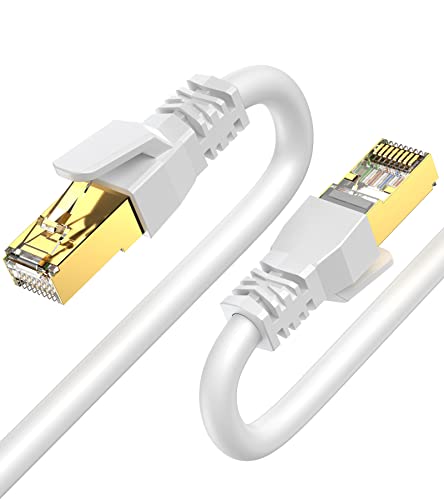 SWECENT Cat 8 LAN Kabel 1 m, 40Gbps Netzwerkkabel Hochgeschwindigkeits 2000MHz S/FTP Ethernet Kabel POE Gigabit RJ45 PVC Runde, Abgeschirmt in der Wand,im Freien,wetterfest für Router,Modem,Gaming von SWECENT