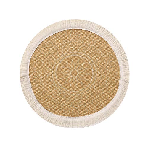 2er-Set Boho Platzdeckchen mit Quaste, rund, 33 cm, gewebte Baumwolle Platzsets Untersetzer, Platzset für Esszimmer, Küche, Tischdekoration, ,Party,Hochzeit usw (Gelb) von SWECOMZE