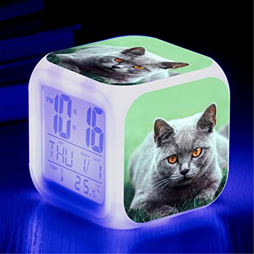 Katze Wecker, Wecker Digital mit LED Nachtlicht Beleuchteter Nachttischuhr Kindertagsgeschen für KinderJungen und Mädchen (D) von SWECOMZE