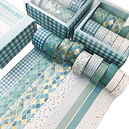 SWECOMZE 10 Rollen Washi Tape Set, Dekoratives Klebeband, DIY Papier Tape, Masking Tape Klebebänder Set (B) von SWECOMZE