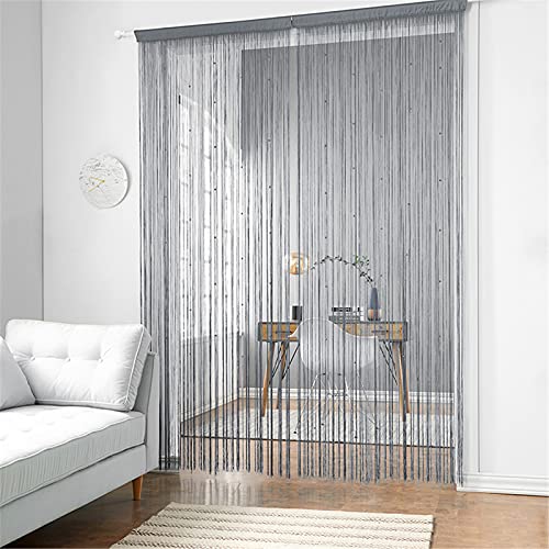 SWECOMZE 1PCS Fadenvorhang Türvorhang Fadengardine Mit Perlen Raumtrenner Vorhang Perlenvorhang Türvorhang Türperlen Vorhänge Perlenvorhang Tür Perlenvorhang 100x200 (Dunkelgrau) von SWECOMZE