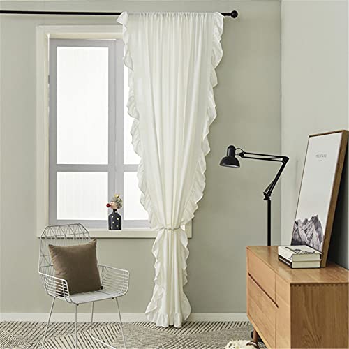 SWECOMZE 1er-Pack Vorhänge Boho Vintage Rüschengardine Shabby Chic Gardine Schal Vorhang Fensterschal für Wohnzimmer Schlafzimmer (Weiß,BxH:150 * 180cm) von SWECOMZE