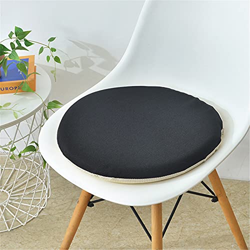 SWECOMZE 2er Set Rund Sitzkissen, Memoryschaum Stuhlkissen, rutschfest Waschbare Kissen Sitzauflage Stuhlauflage für Stuhl Gartenstuhl Hocker (40 x 40 cm,Schwarz) von SWECOMZE
