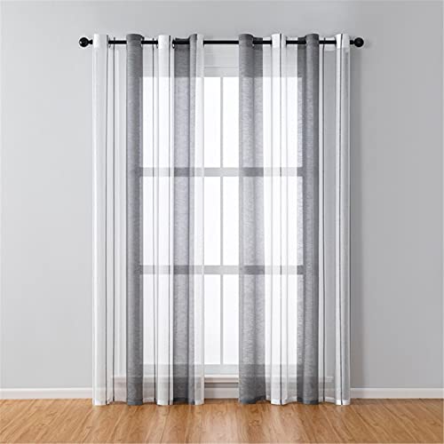 SWECOMZE 2er Set Voile Vorhang Transparente Gardine mit Farbverlauf aus Voile mit Ösen Schlaufenschal Transparent Fensterschal für Schlafzimmer und Wohnzimmer (Grau,B100 ×H 200 cm) von SWECOMZE