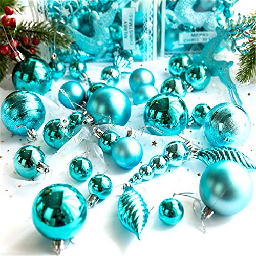 SWECOMZE 30 Stück Christbaumkugeln Set Weihnachtskugeln aus Kunststoff Baumschmuck Weihnachtsbaum Deko & Christbaumschmuck in unterschiedlichen Größen und Designs (Blau) von SWECOMZE