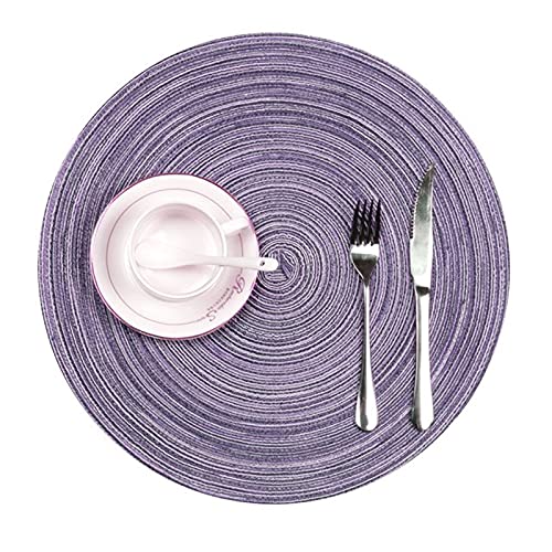 SWECOMZE 38cm Tischset Runde gewebte Platzset rutschfest 6er Set Abwaschbar Abwaschbar Hitzebeständig Platzdeckchen für Küche,Party,Hochzeit usw (Lila) von SWECOMZE