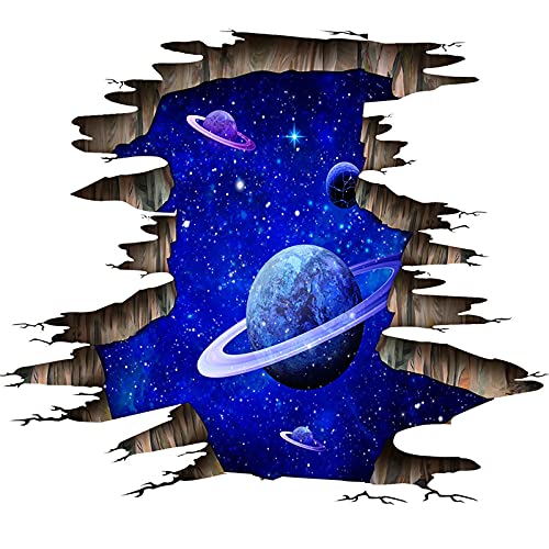 SWECOMZE 3D Wandtattoo Mauerloch Wandaufkleber Sternenklarer Himmel Wandsticker H 60 x B 90 Schlafzimmer kinderzimmer Deko (A) von SWECOMZE