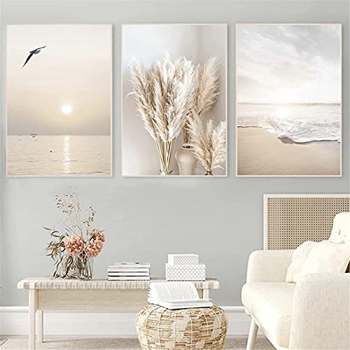 SWECOMZE 3er Poster Set Wohnzimmer - Bilder Deko Schlafzimmer - Sonnenuntergang Strand Stilvolle Wandbilder - ohne Bilderrahmen (21 x 30 cm) von SWECOMZE