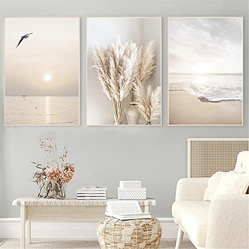 SWECOMZE 3er Poster Set Wohnzimmer - Bilder Deko Schlafzimmer - Sonnenuntergang Strand Stilvolle Wandbilder - ohne Bilderrahmen (30 x 40 cm) von SWECOMZE