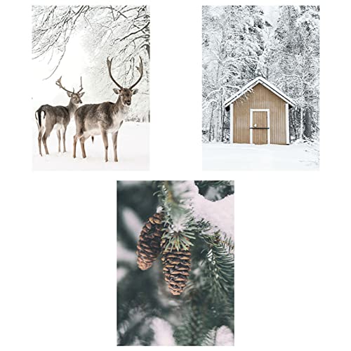 SWECOMZE 3er Premium Poster Set, Modern Winter-Schnee-Szene Bilder,Ohne Rahmen Print Kunstposter,Wandbilder für Wohnzimmer Schlafzimmer (30x40cm) von SWECOMZE