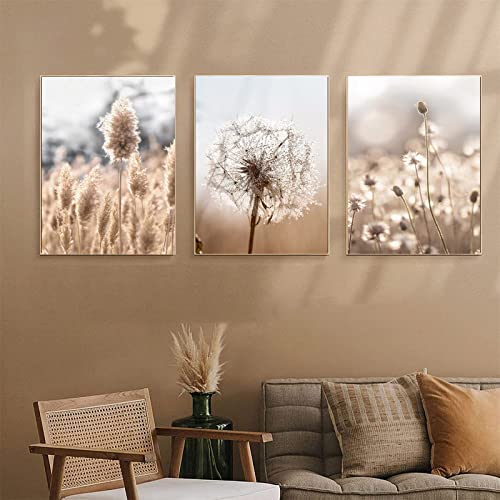 SWECOMZE 3er Set Design Poster Wandbilder,Leinwandbilder Getrocknete Blumen Schilfblume Bilder Wanddeko Ohne Rahmen für Wohnzimmer Bilder Set (B,40x50cm) von SWECOMZE